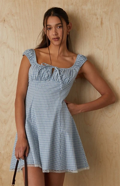 Your Favorite Plaid Tie Front Mini Dress