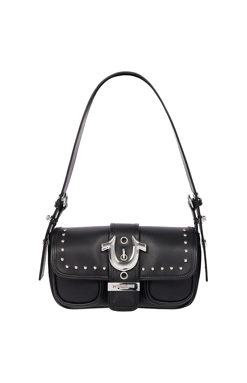 True Religion Smooth Moto Studded Shoulder Bag
