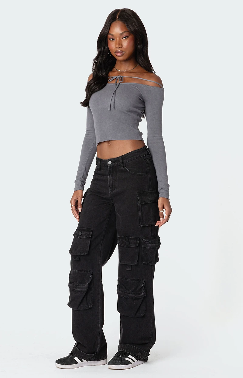 Edikted Jane Tie Front Knit Top