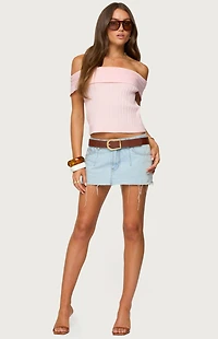 Edikted Blythe Ribbed Knit Fold Over Top