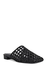 AZALEA WANG Women's Kismet Black Woven Flat Mules