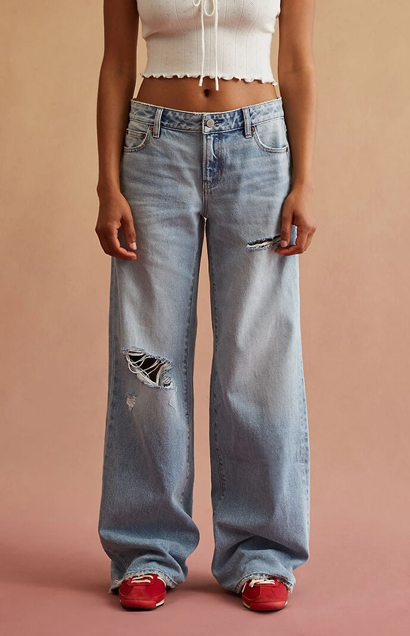 RARE DNM EDIT Light Blue Ripped Low Rise Baggy Jeans