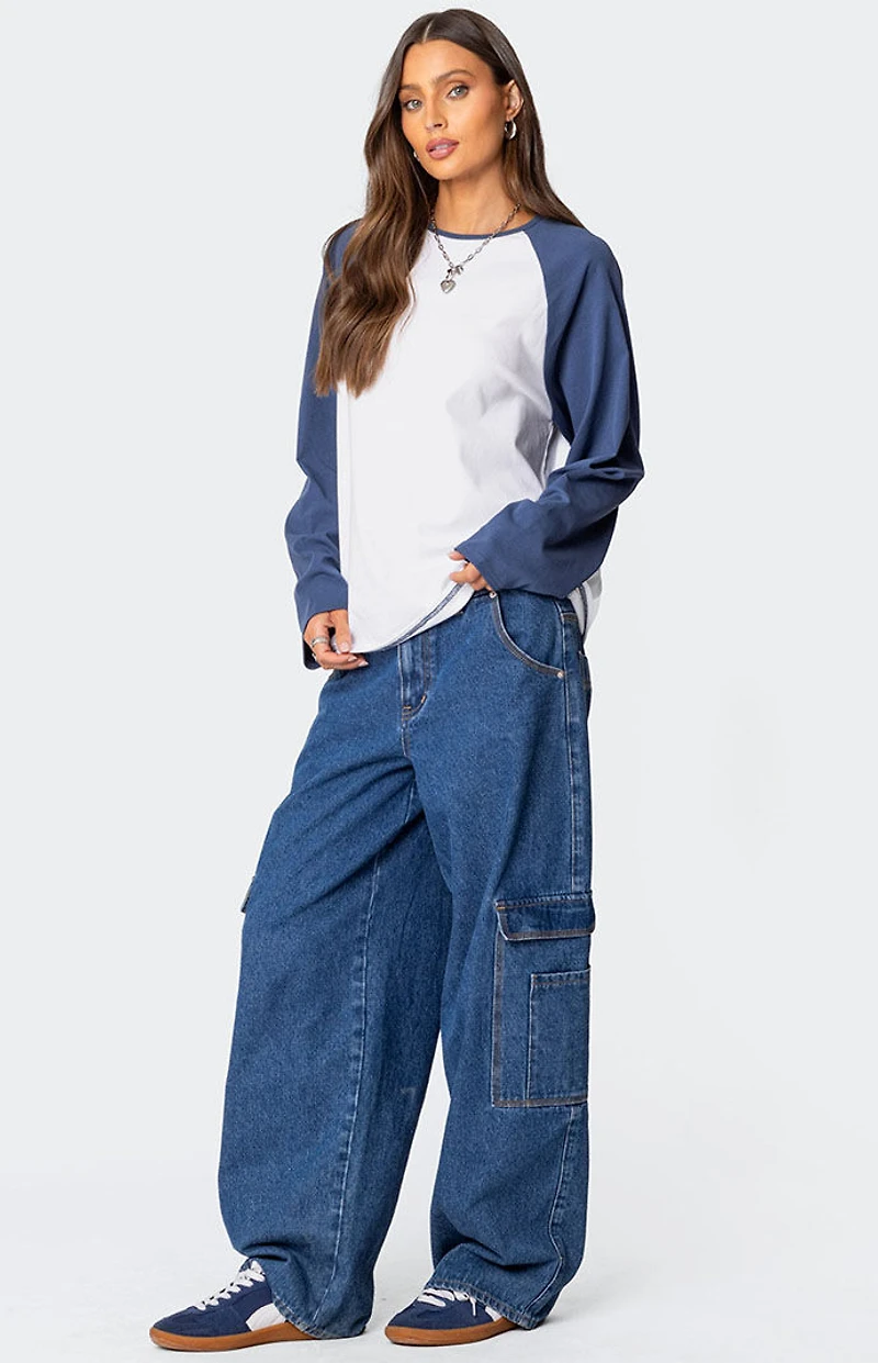 Edikted Oversized Raglan Long Sleeve T-Shirt