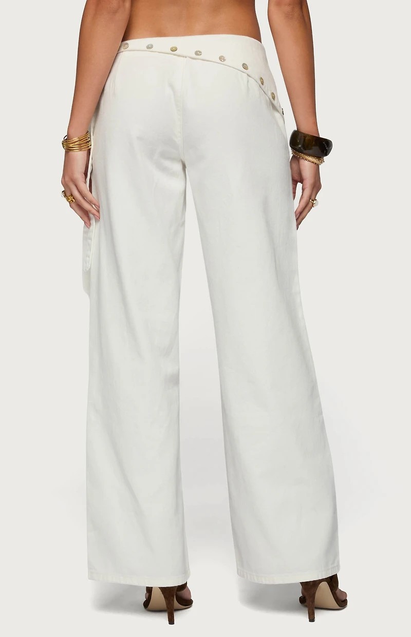 Edikted Button Foldover Low Rise Baggy Jeans