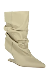 AZALEA WANG Women's Serona Khaki Wedge Booties