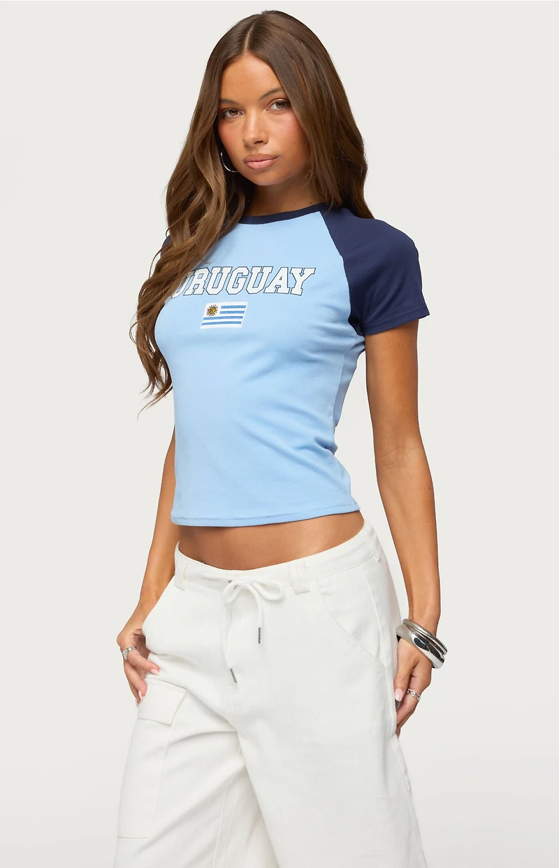 Edikted Uruguay Contrast Raglan T-Shirt