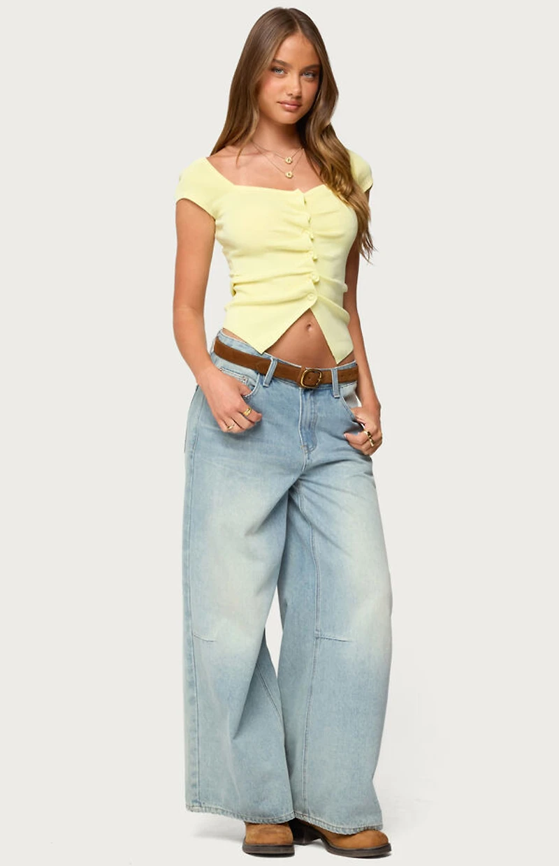 Edikted Lilibet Sweetheart Button Up Top