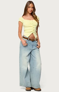 Edikted Lilibet Sweetheart Button Up Top