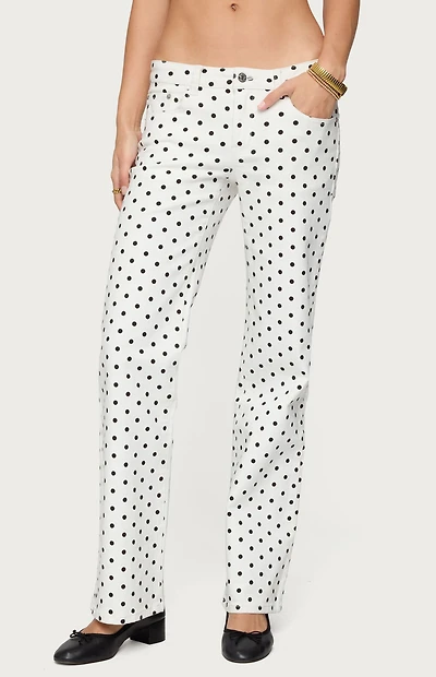 Edikted Romily Polka Dot Low Rise Jeans