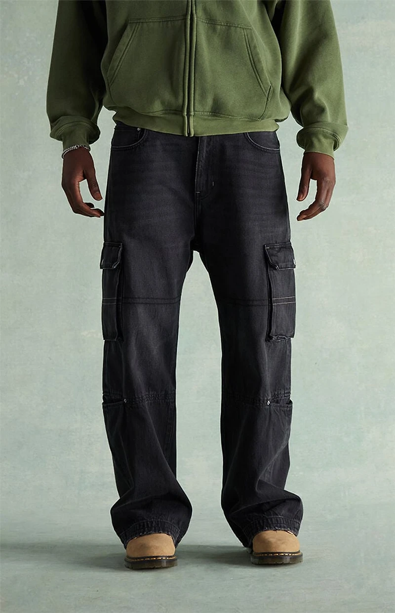 RARE DNM EDIT Black Washed Cargo Extreme Baggy Jeans