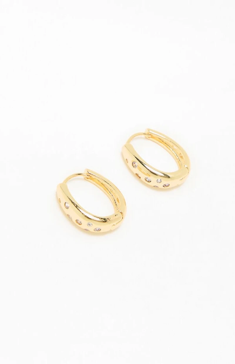 LA Hearts 14K Gold Plated Oval Hoop Earrings