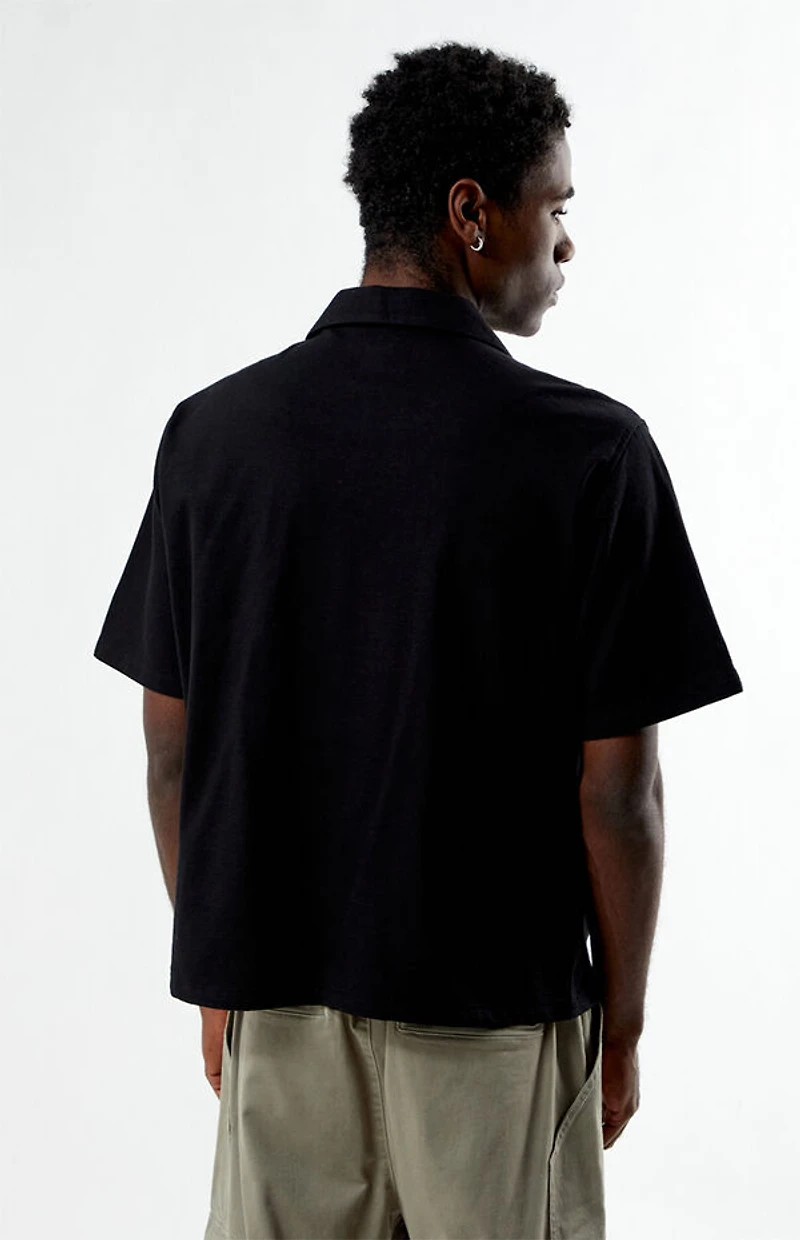 Pacsun Black Embroidered Oversized Resort Camp Shirt
