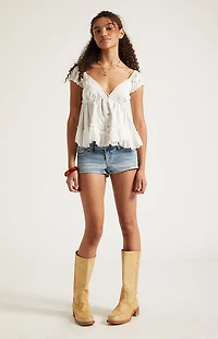 Pacsun Tatum Ultimate Low Rise Denim Micro Shorts Stretch Medium Blue