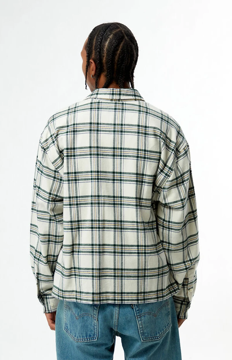 Pacsun White Plaid Long Sleeve Flannel Shirt
