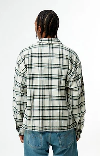 Pacsun White Plaid Long Sleeve Flannel Shirt