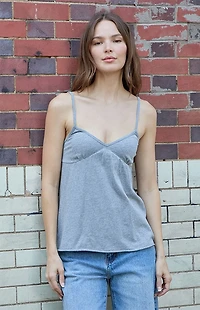 John Galt Gray Babydoll Tank Top