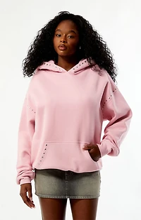 Pacsun Pink Studded Solid Pullover Hoodie