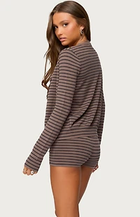 Edikted Lillian Striped Button Up Knit Cardigan