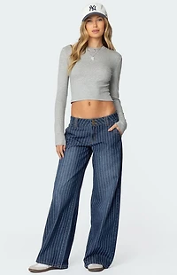 Edikted Cory Striped Low Rise Jeans