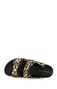 AZALEA WANG Women's Mackley Leopard Tie Up Platform Sandals