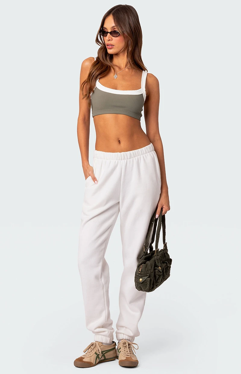 Edikted Sariah Contrast Ribbed Crop Top