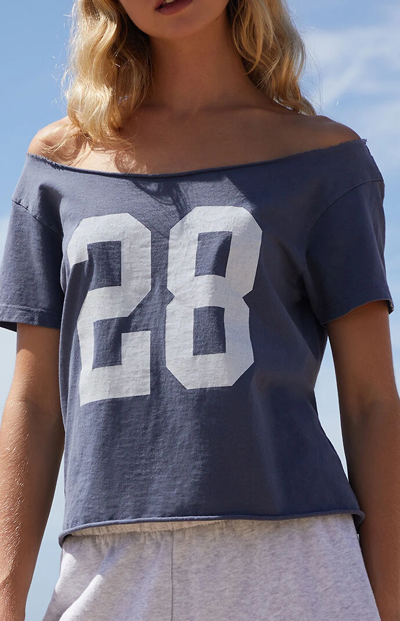 John Galt Navy Robyn 28 Short Sleeve Off-The-Shoulder Top