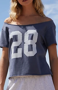 John Galt Navy Robyn 28 Short Sleeve Off-The-Shoulder Top