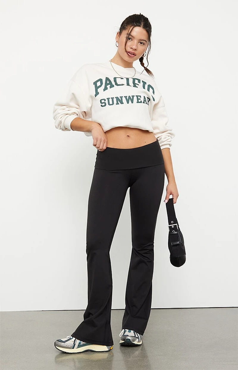 PAC 1980 WHISPER Active Fold-Over Waistband Flare Yoga Pants