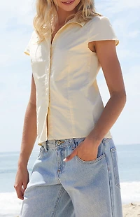 John Galt Yellow Rue Collared Top