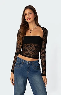 Edikted Addison Sheer Lace Two Piece Top