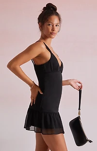 Beverly and Beck Zoey Chiffon Asymmetrical Mini Dress