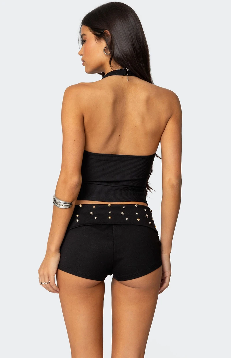 Edikted Kiana Ribbed Halter Top