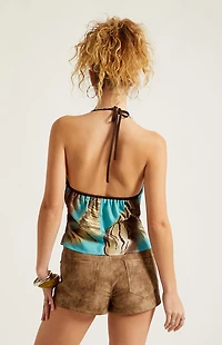 Third Charm Faux Leather Distressed Lace-Up Festival Shorts