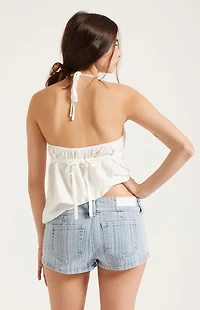 Pacsun Tatum Ultimate Low Rise Denim Micro Shorts Stretch Striped Light Blue