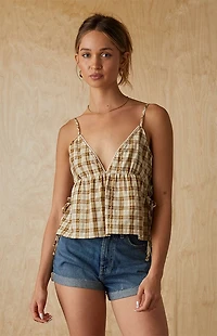 Your Favorite Plaid Babydoll Tank Top