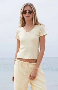 John Galt Yellow V-Neck Top