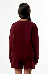 Pacsun Kids Maroon Plaid Star Embroidered Crew Neck Sweatshirt