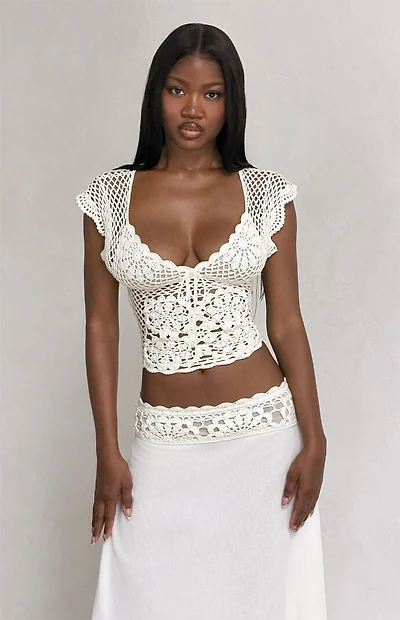 Tiger Mist Sasha Scalloped Crochet Top
