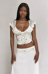 Tiger Mist Sasha Scalloped Crochet Top