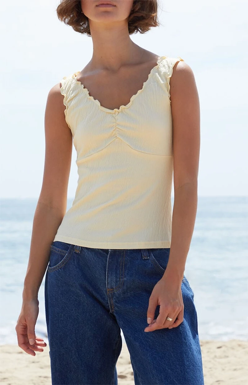 John Galt Yellow Crinkle Malena Top