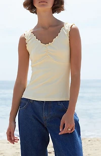 John Galt Yellow Crinkle Malena Top