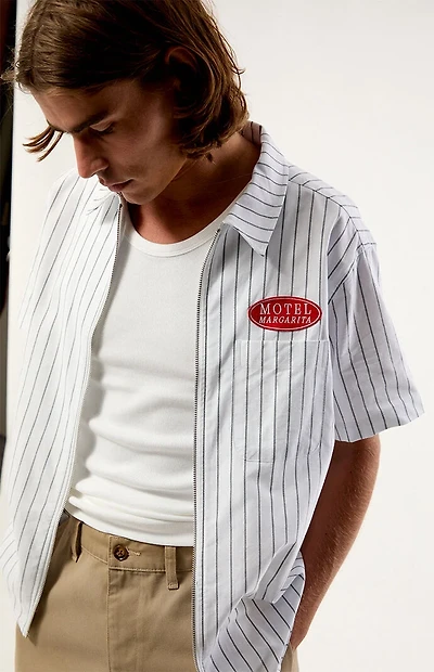 Motel Margarita Descanso Striped Zip Up Shirt
