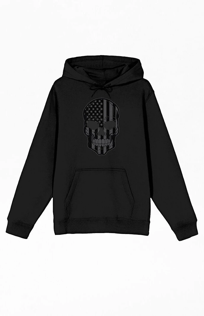 Skull With Monochrome American Flag Hoodie