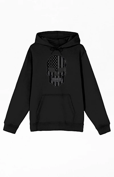 Skull With Monochrome American Flag Hoodie
