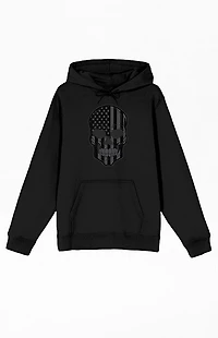 Skull With Monochrome American Flag Hoodie