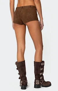 Edikted Sloane Faux Suede Micro Shorts
