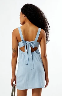 Your Favorite Linen V-Neck Lace Trim Mini Dress