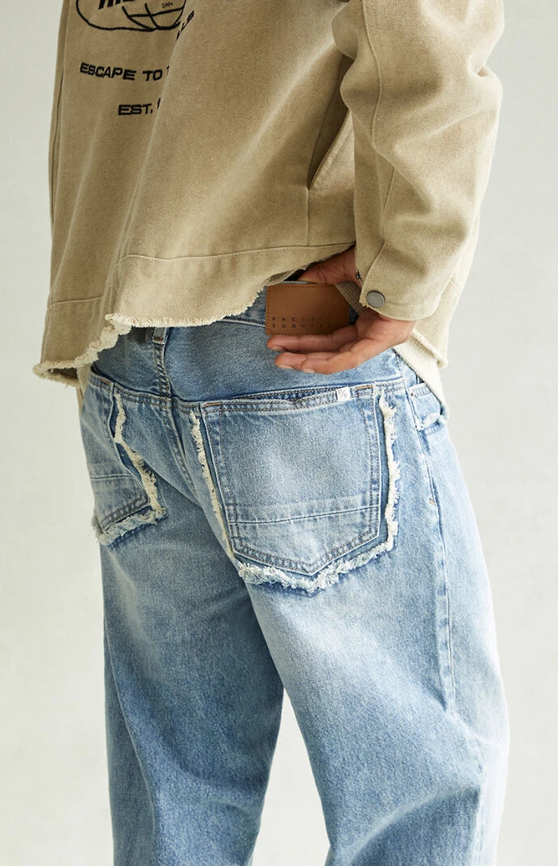 Pacsun Dylan Baggy Jeans Frayed Medium Blue