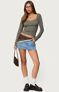 Edikted Beatrix Lacey Ribbed Top