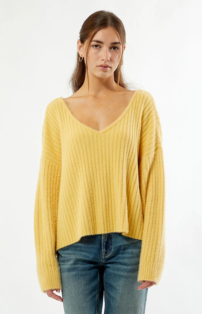 Beverly and Beck Ginger V-Neck Fuzzy Sweater